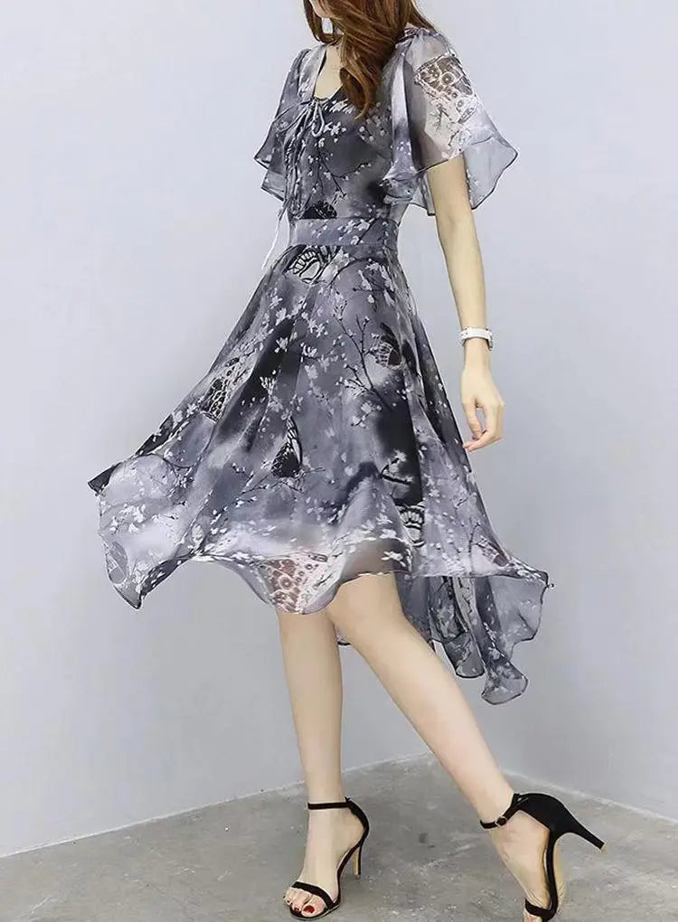 Women's Floral Chiffon V-Neck Summer Dress